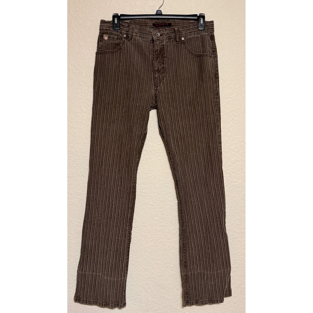 Alberto Rock Fade Out Structure Brown Striped Pants Mens 34x33 actual Textured